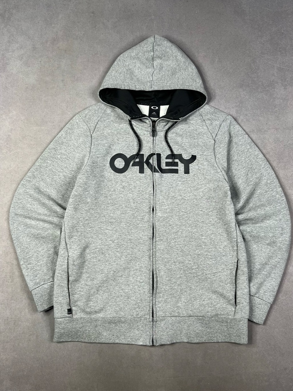 Oakley Full Zip Logo Hoodie Men's Gray & Black Hoodie Size Large